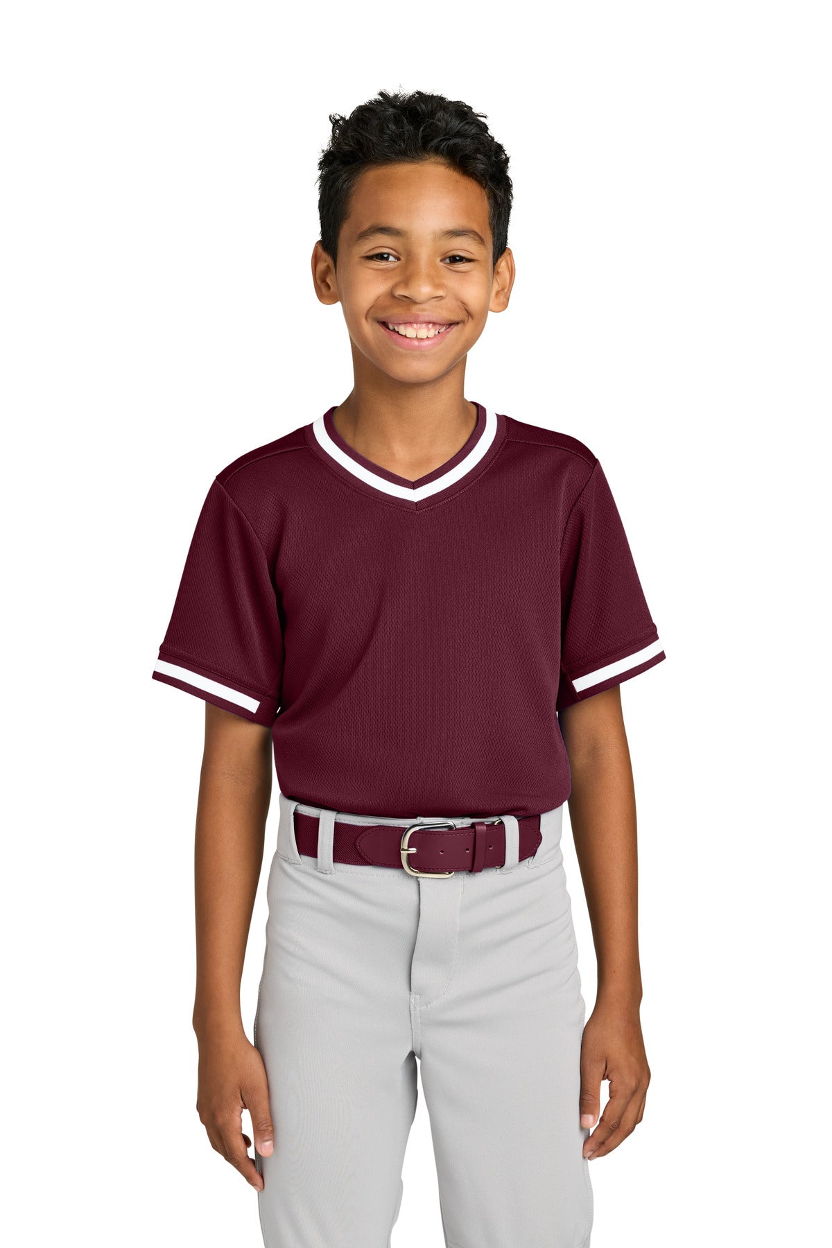 Sport-Tek ® Youth Tough Mesh V-Neck Baseball Jersey YST221
