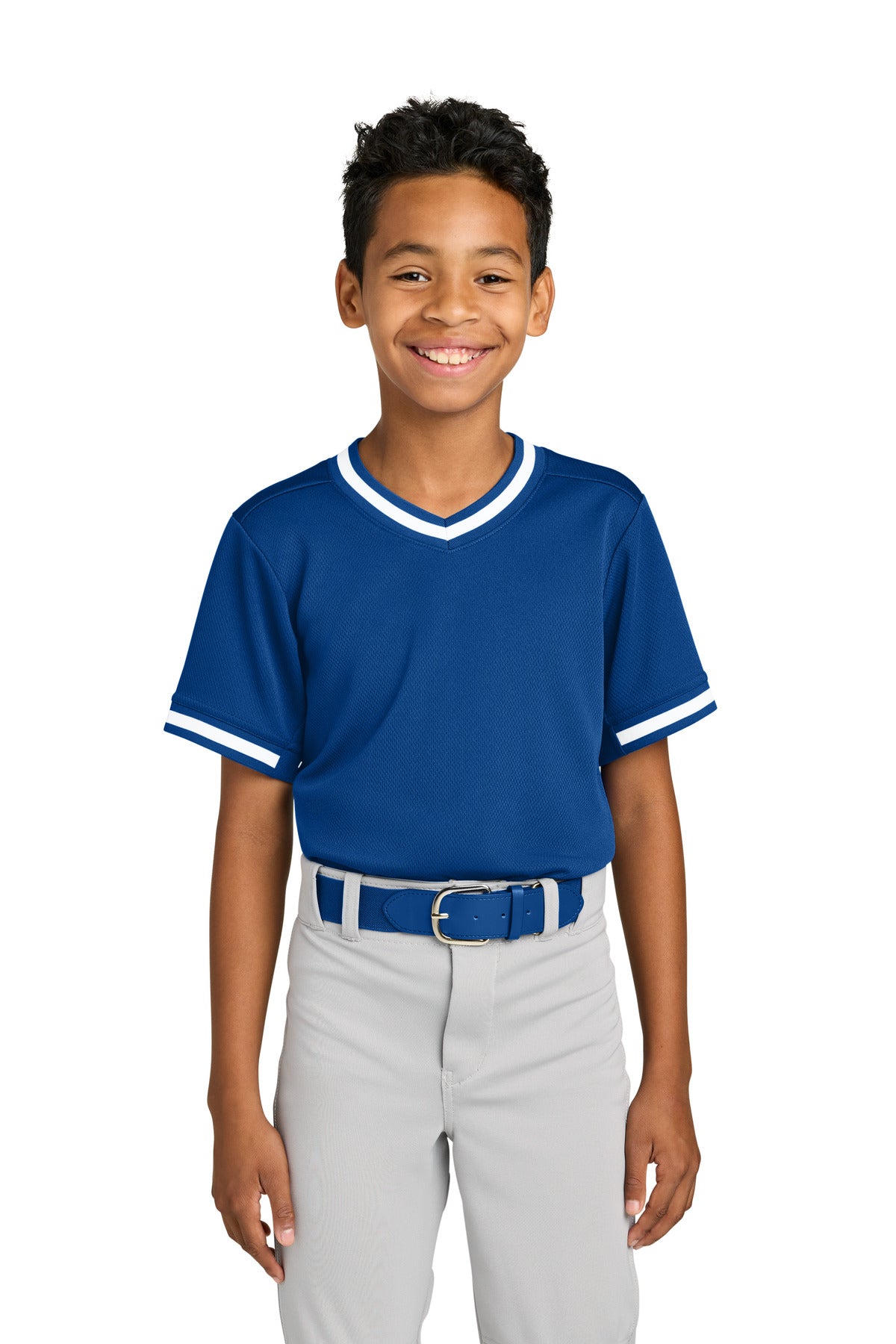 Sport-Tek ® Youth Tough Mesh V-Neck Baseball Jersey YST221