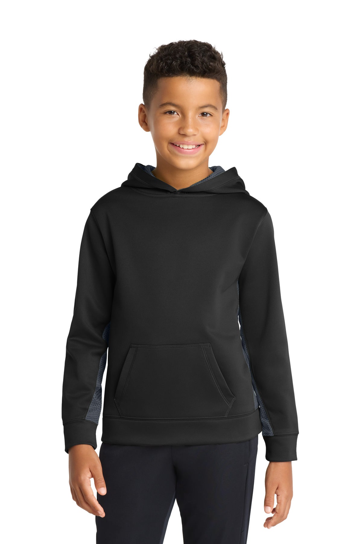 Sport-Tek ® Youth Sport-Wick ® CamoHex Fleece Colorblock Hooded Pullover. YST239