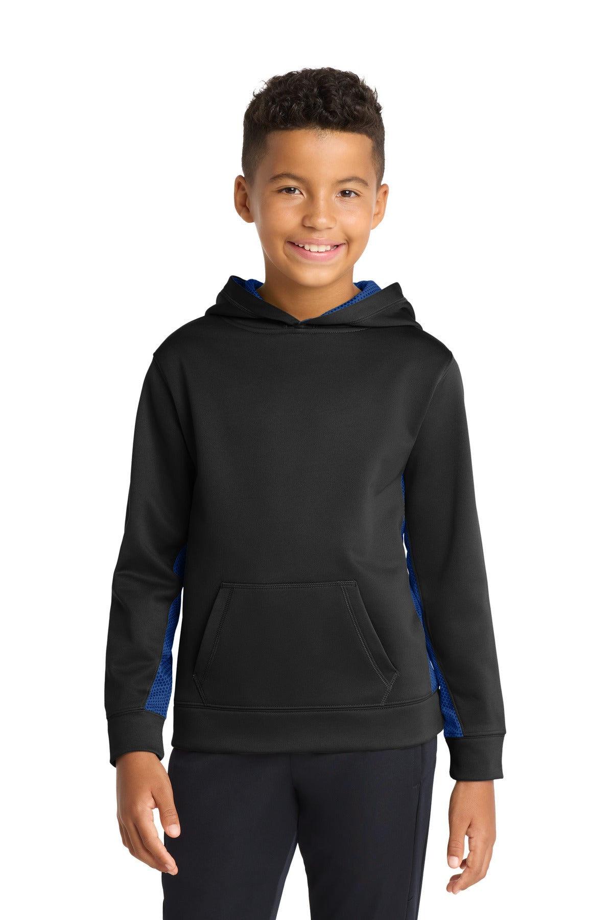 Sport-Tek ® Youth Sport-Wick ® CamoHex Fleece Colorblock Hooded Pullover. YST239