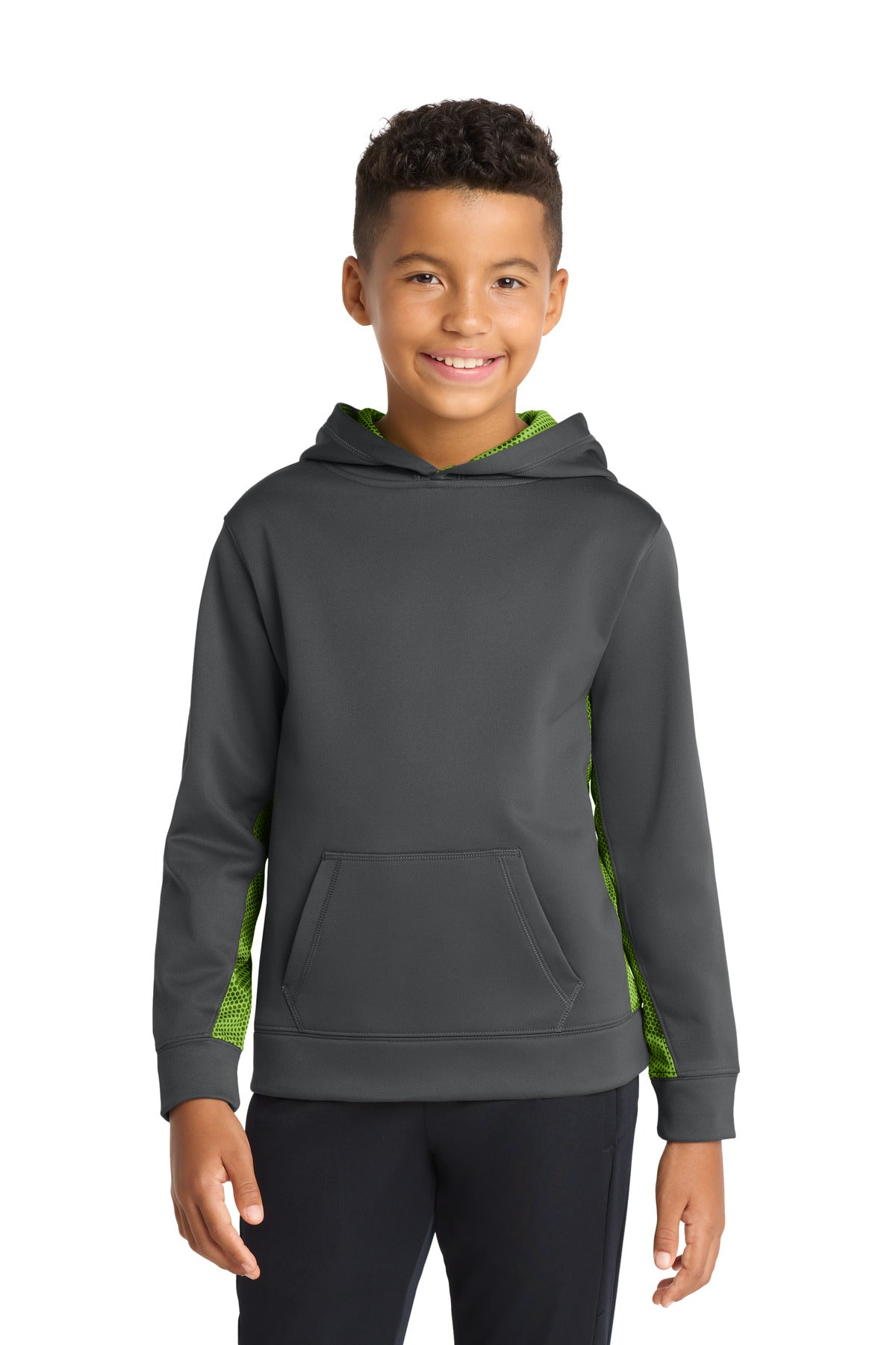 Sport-Tek ® Youth Sport-Wick ® CamoHex Fleece Colorblock Hooded Pullover. YST239