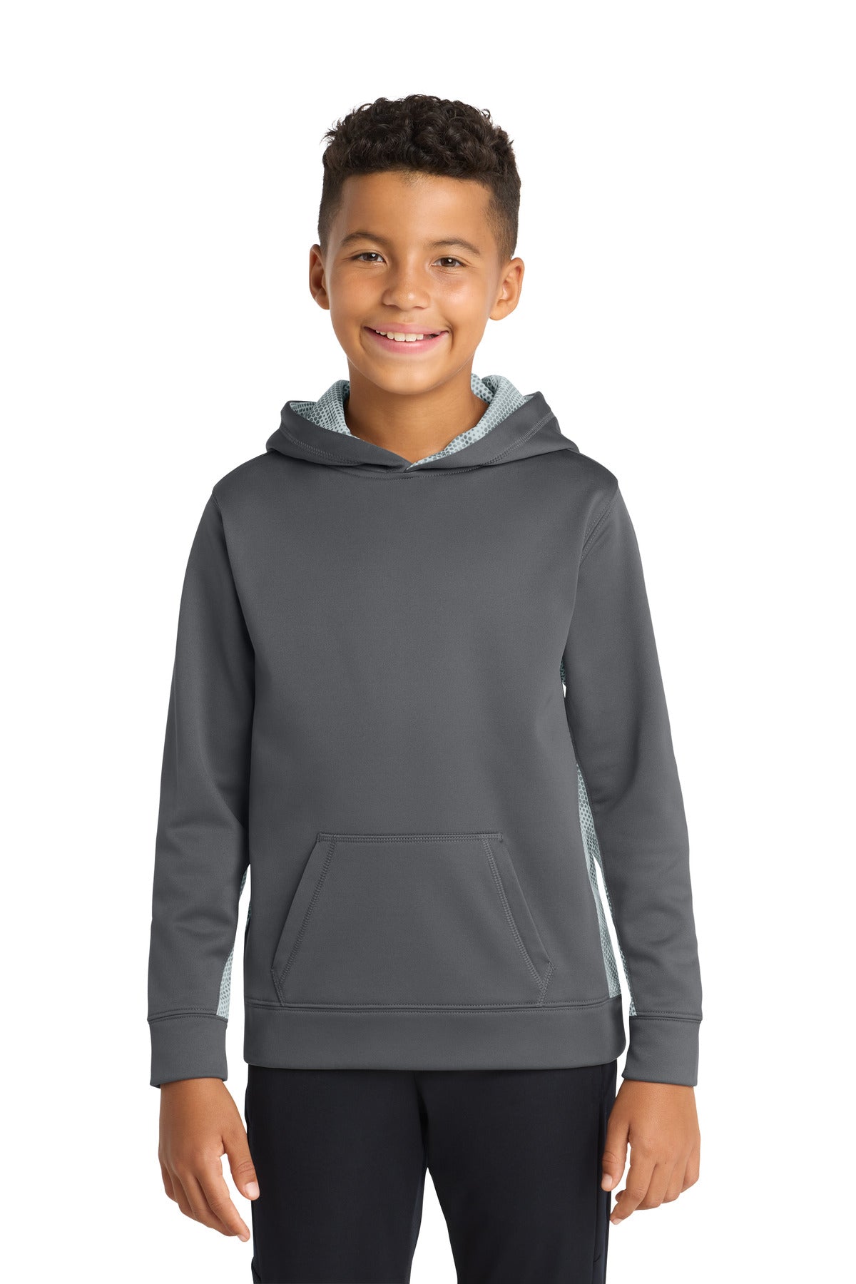 Sport-Tek ® Youth Sport-Wick ® CamoHex Fleece Colorblock Hooded Pullover. YST239