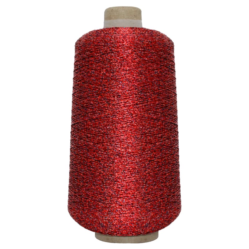 Metallic Chenille Twisted Yarn Red/Black - 1000m Cone