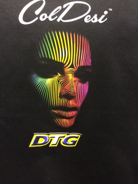 DTG printed shirt with garment printer inks.