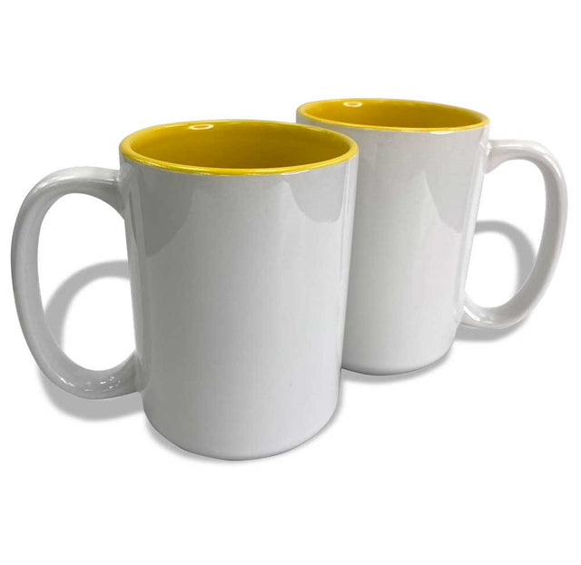 15oz Yellow Two Tone Ceramic Sublimation Coffee Mug