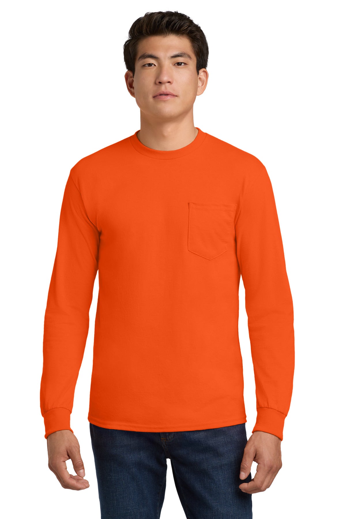 Gildan ®  - Ultra Cotton ®  100% US Cotton Long Sleeve T-Shirt with Pocket.  2410