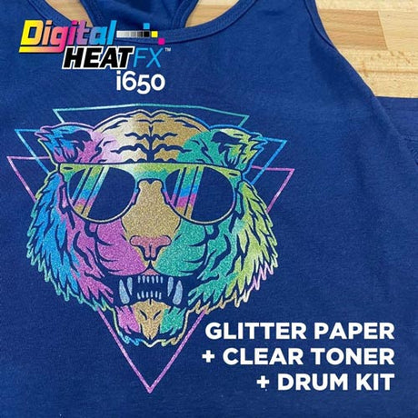 i650 Glitter Kit - i650 TAB Glitter Paper Kit A & B (100ct) & Clear Toner & Drum (DS)