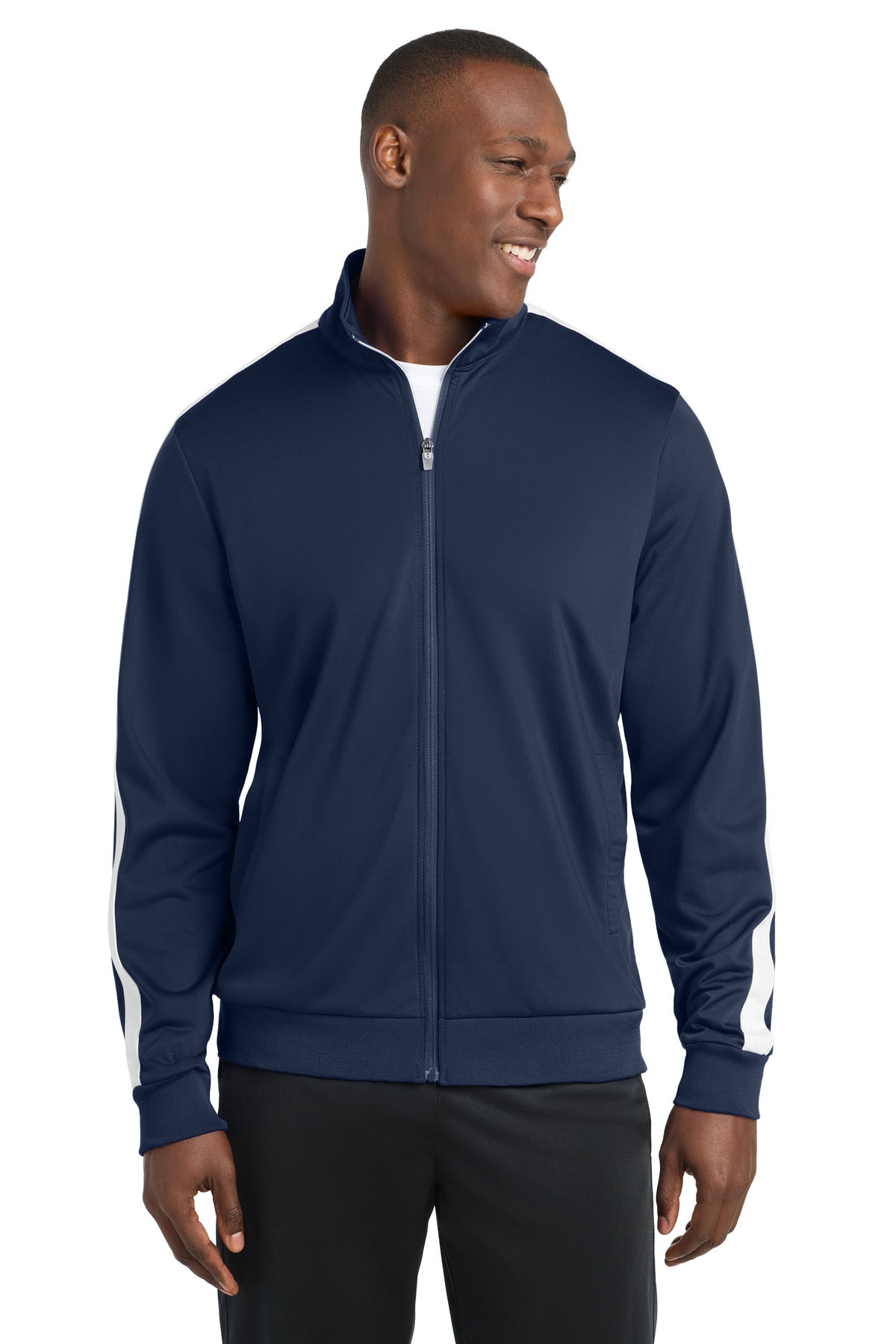 Sport-Tek  ®  Tricot Sleeve Stripe Track Jacket. JST94