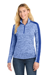 Sport-Tek ®  Women's PosiCharge ®  Electric Heather Colorblock 1/4-Zip Pullover. LST397