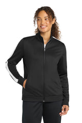 Sport-Tek  ®  Women's Tricot Sleeve Stripe Track Jacket. LST94
