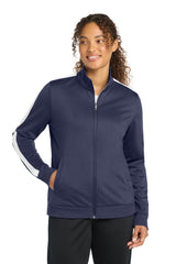 Sport-Tek  ®  Women's Tricot Sleeve Stripe Track Jacket. LST94