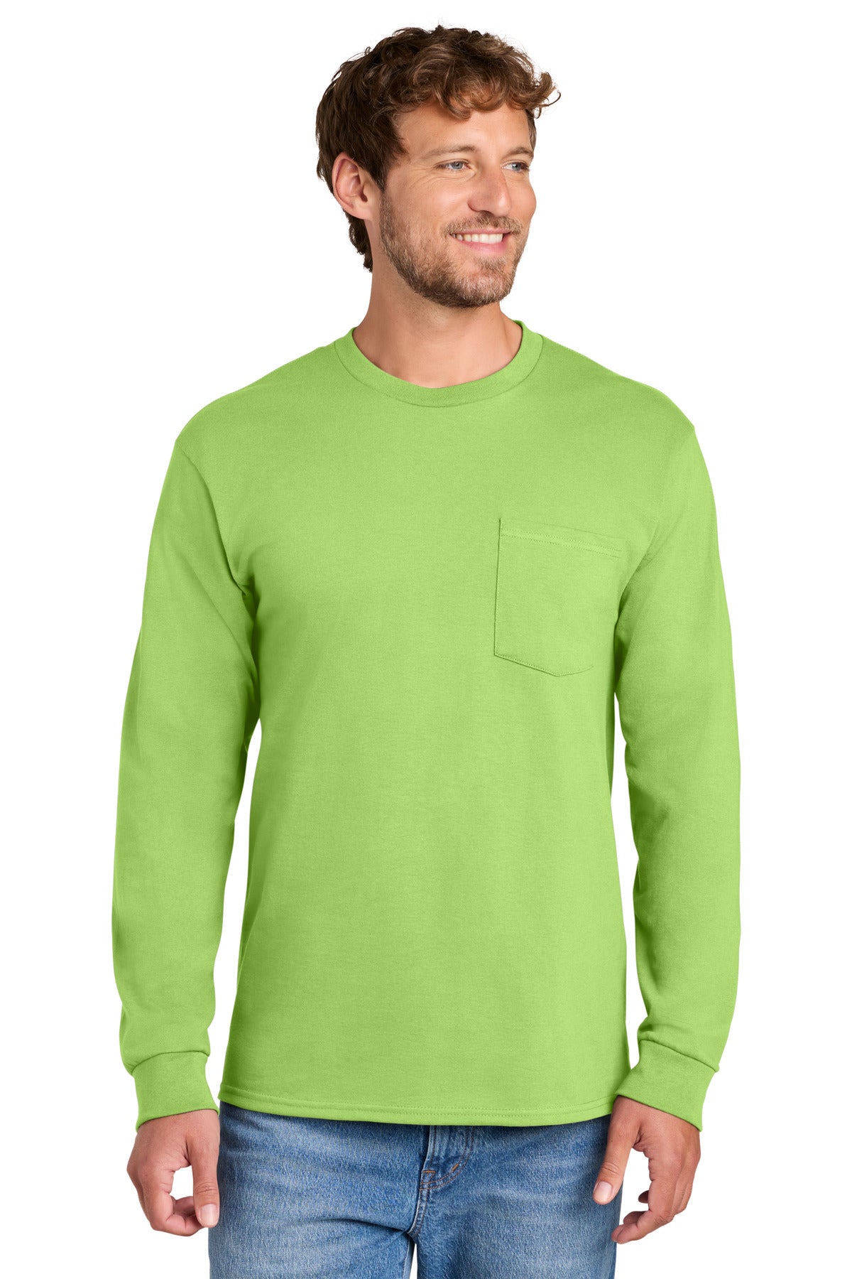 Port & Co ®  Tall Long Sleeve Essential Pocket Tee. PC61LSPT