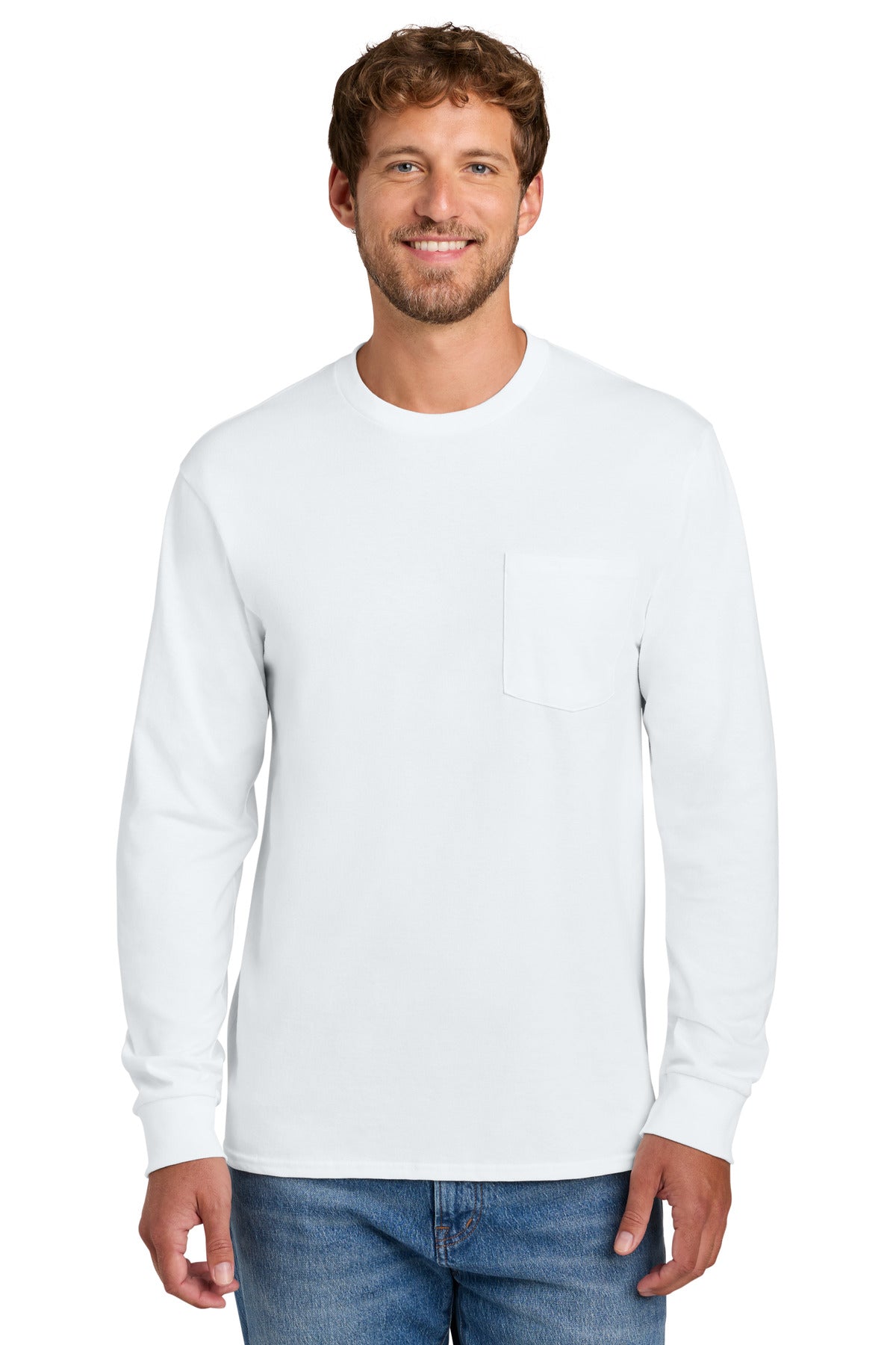 Port & Co ®  Tall Long Sleeve Essential Pocket Tee. PC61LSPT