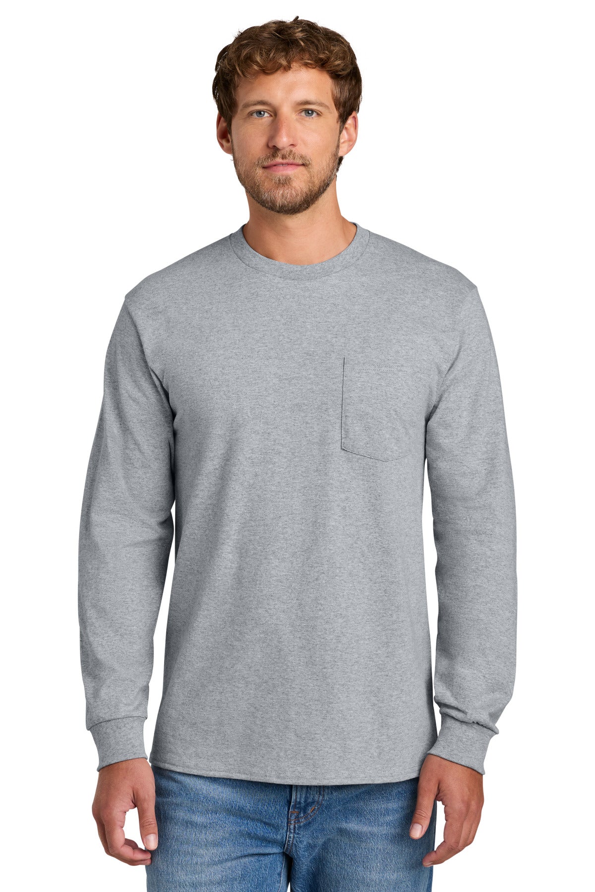 Port & Co ®  Long Sleeve Essential Pocket Tee.  PC61LSP