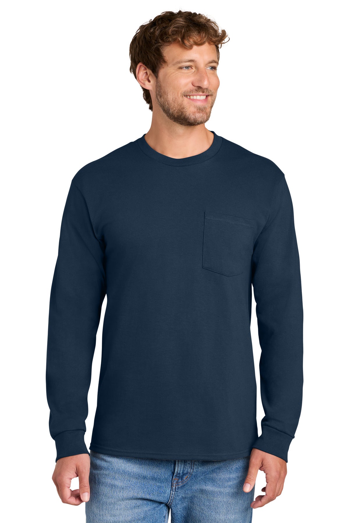 Port & Co ®  Long Sleeve Essential Pocket Tee.  PC61LSP