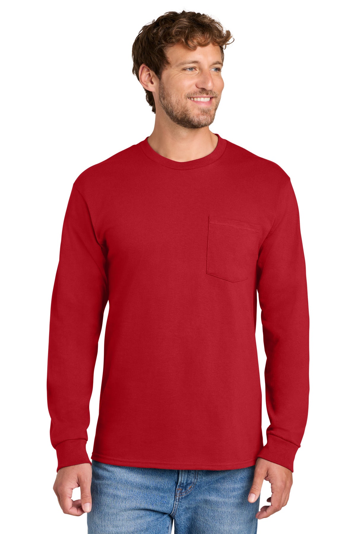 Port & Co ®  Long Sleeve Essential Pocket Tee.  PC61LSP