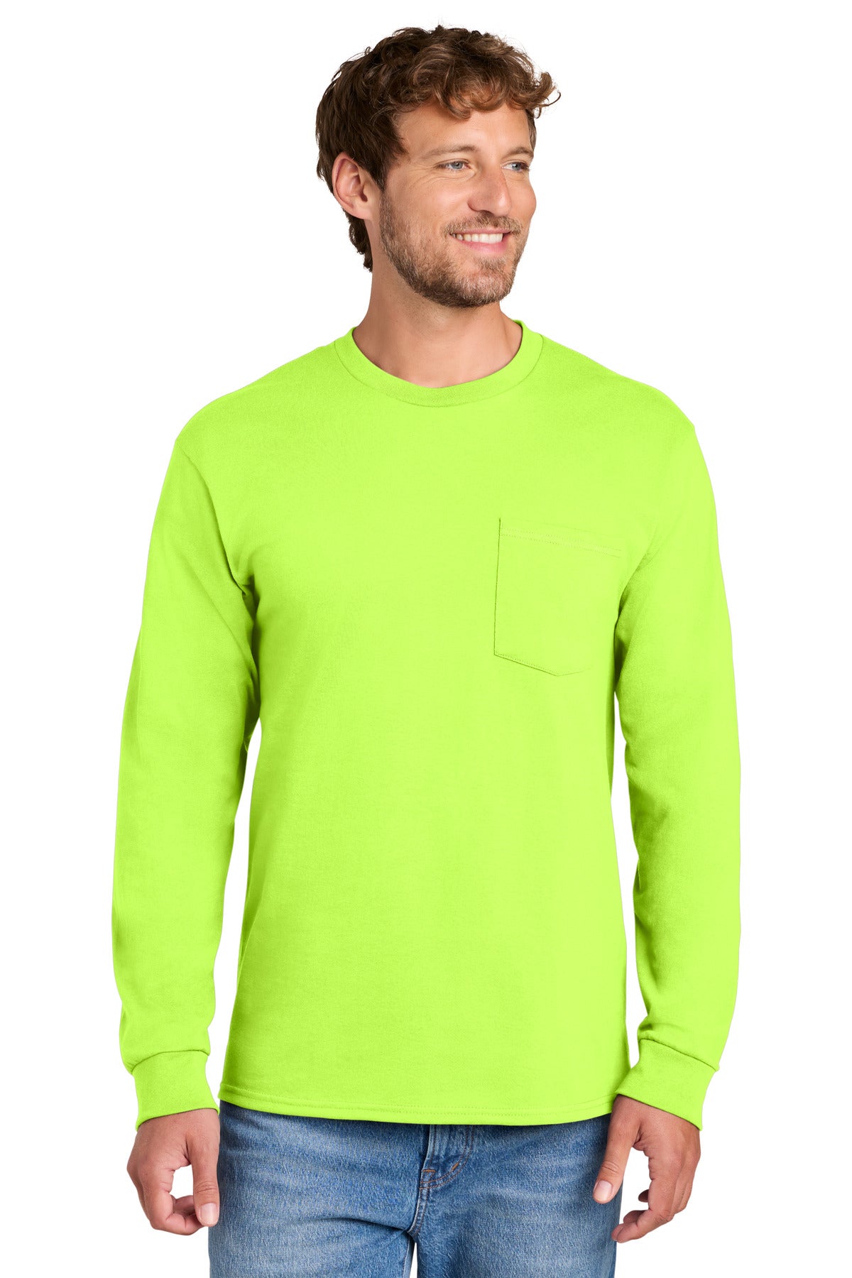 Port & Co ®  Long Sleeve Essential Pocket Tee.  PC61LSP