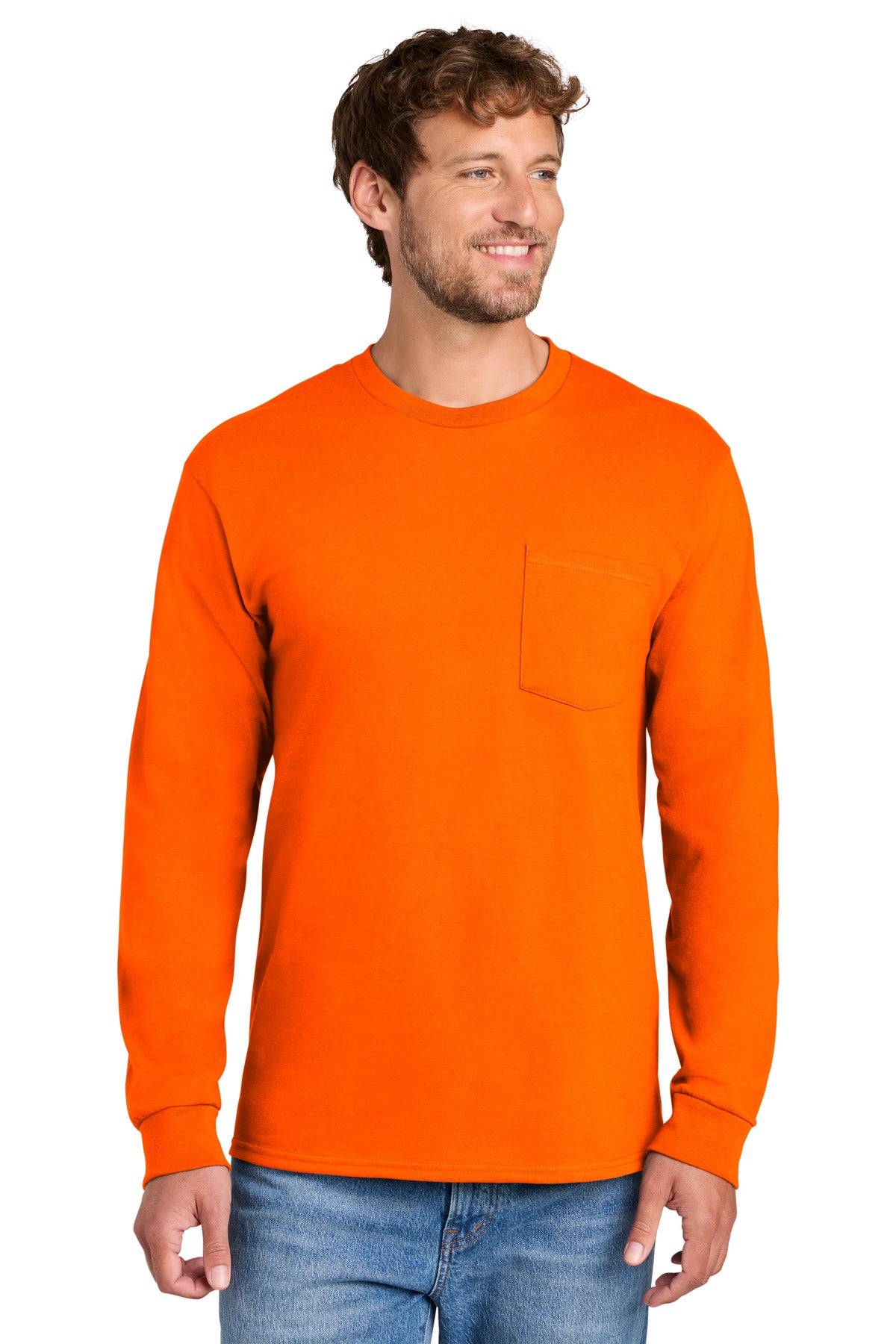 Port & Co ®  Long Sleeve Essential Pocket Tee.  PC61LSP
