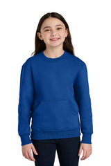 Port & Co ®  Youth Core Fleece Crewneck Pocket Sweatshirt PC78YPKT