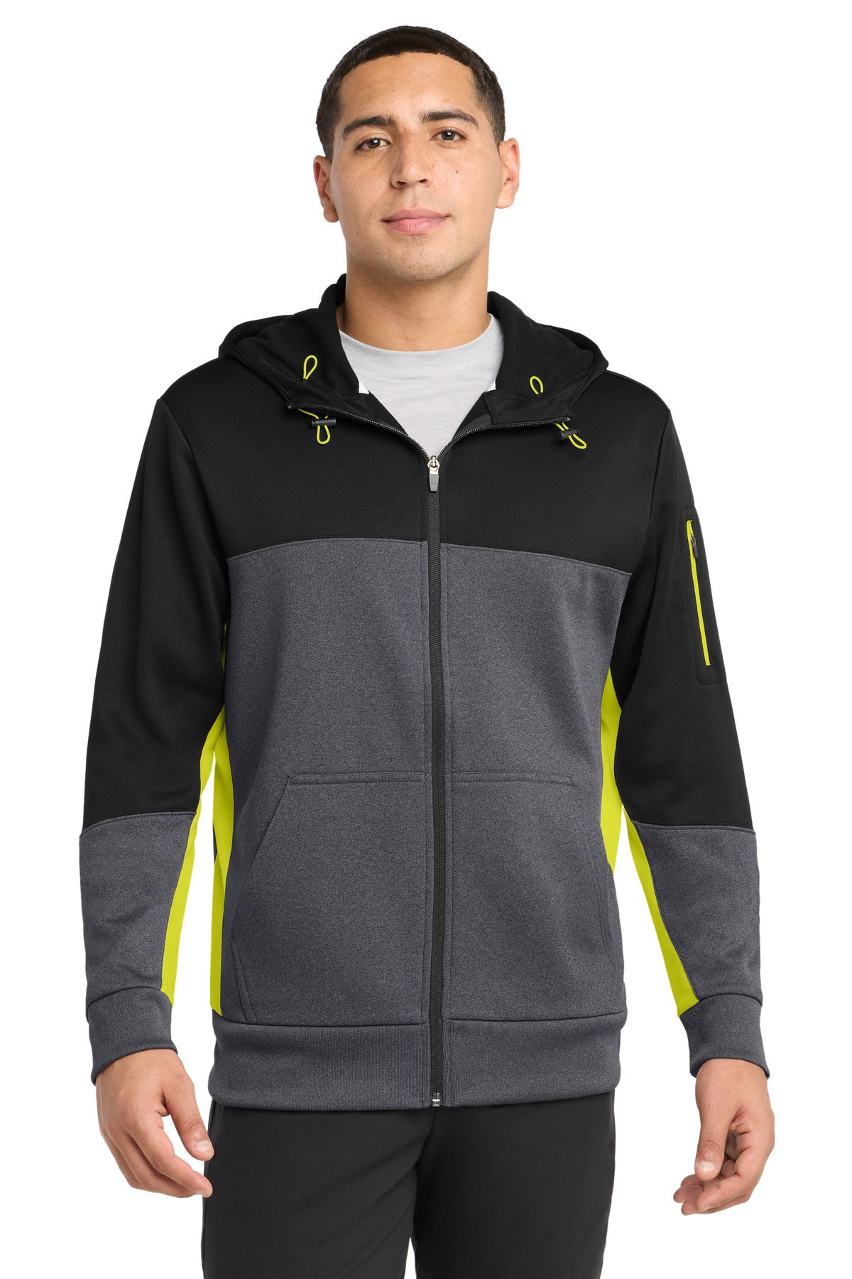 Sport-Tek ®  Tech Fleece Colorblock Full-Zip Hooded Jacket. ST245