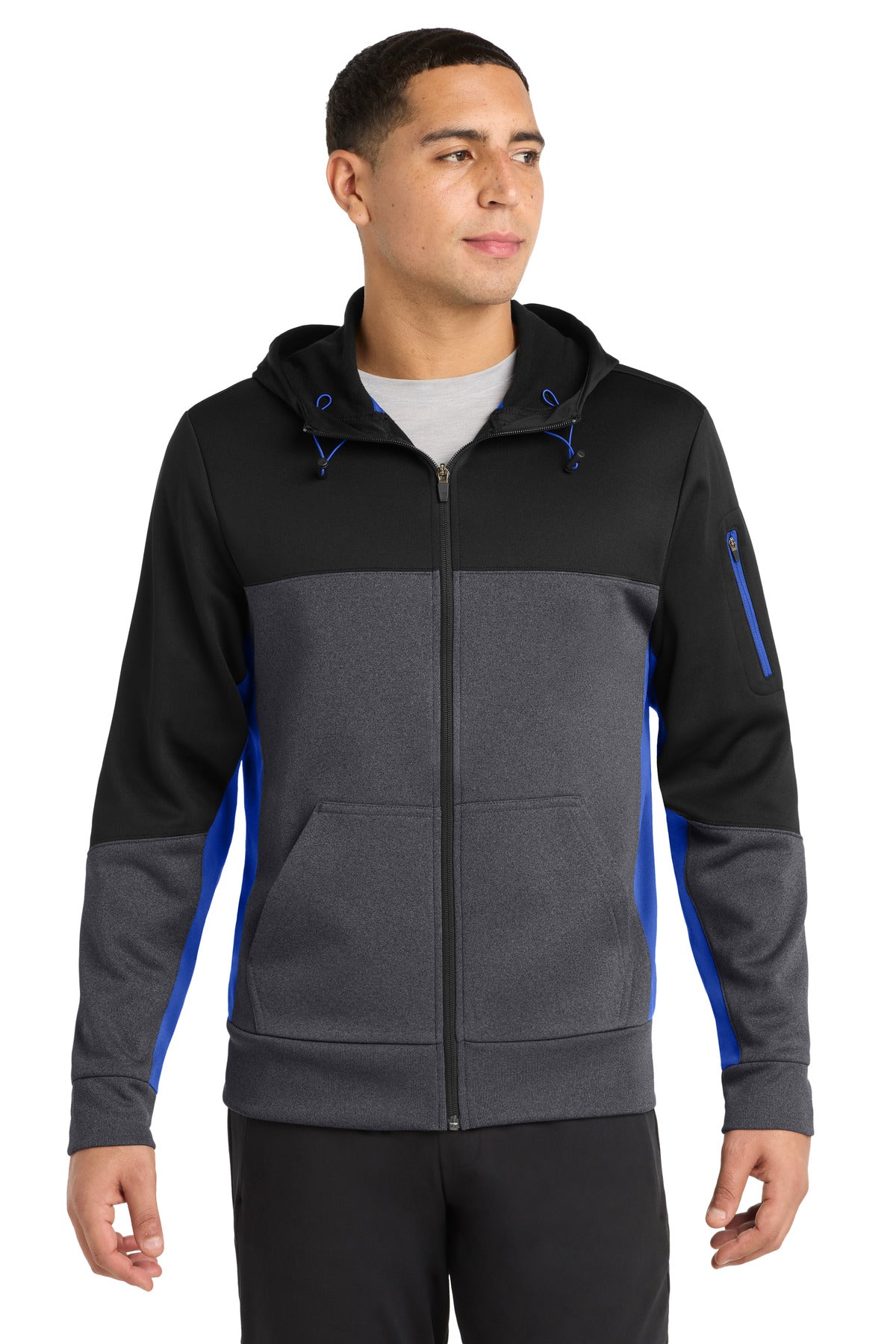 Sport-Tek ®  Tech Fleece Colorblock Full-Zip Hooded Jacket. ST245