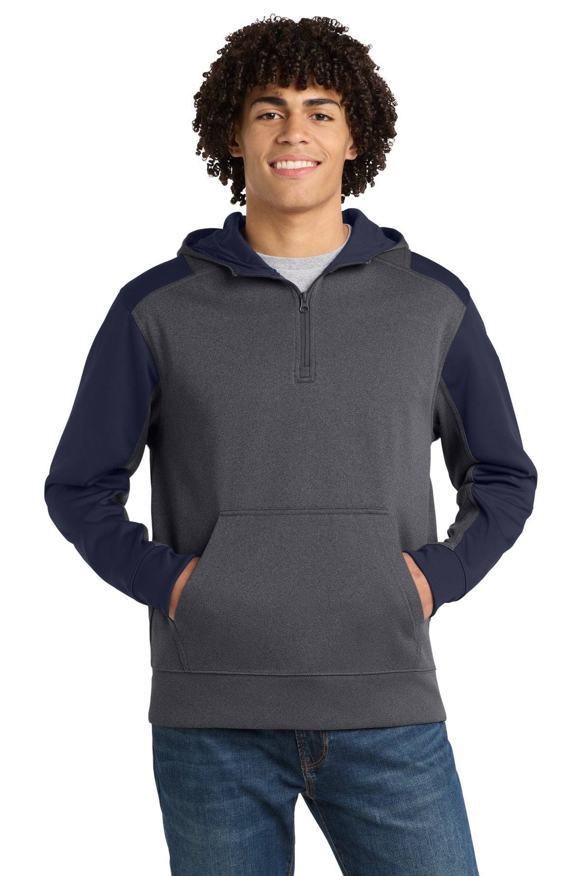 Sport-Tek ®   Tech Fleece Colorblock 1/4-Zip Hooded Sweatshirt. ST249