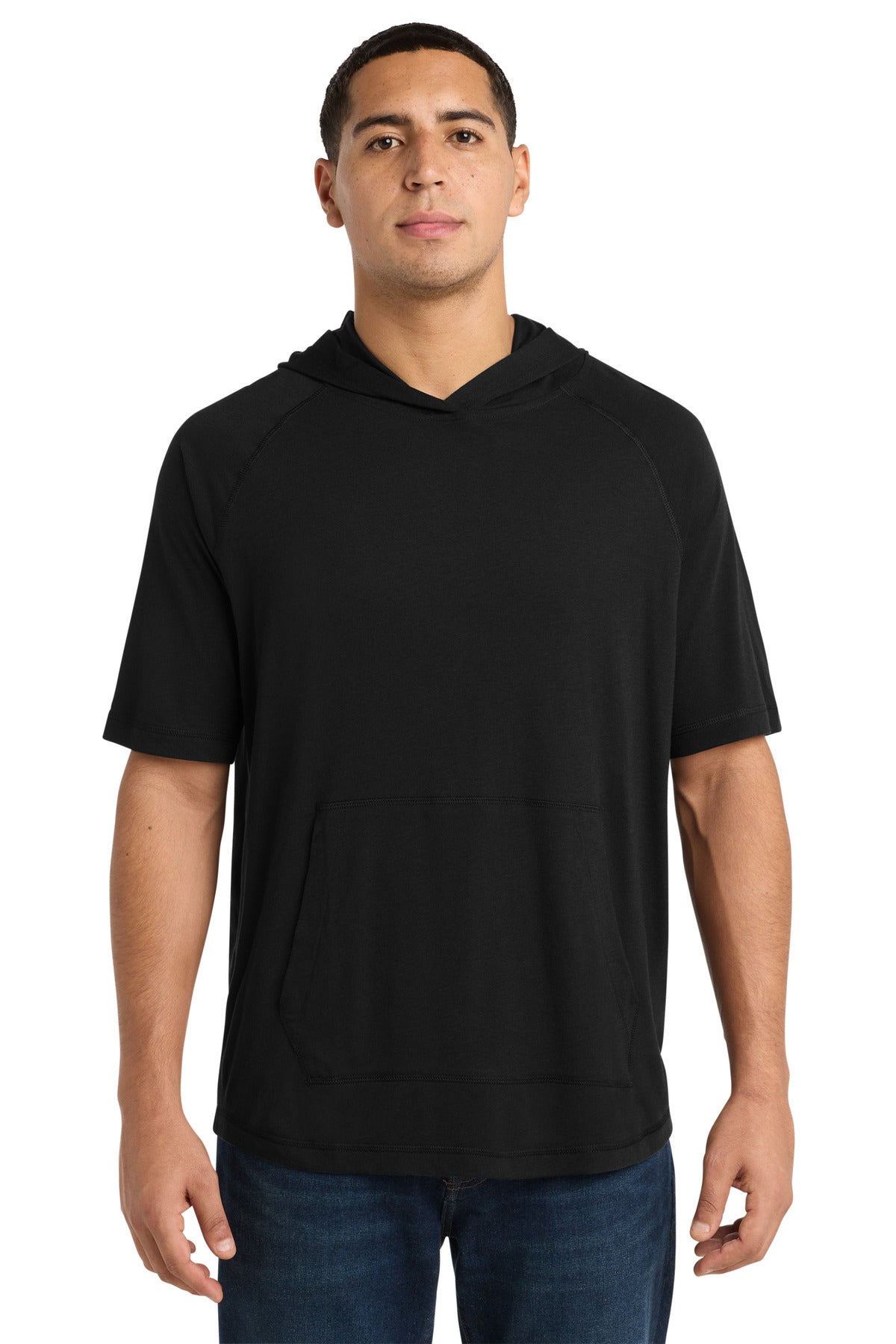 Sport-Tek  ®  PosiCharge  ®  Tri-Blend Wicking Short Sleeve Hoodie. ST404