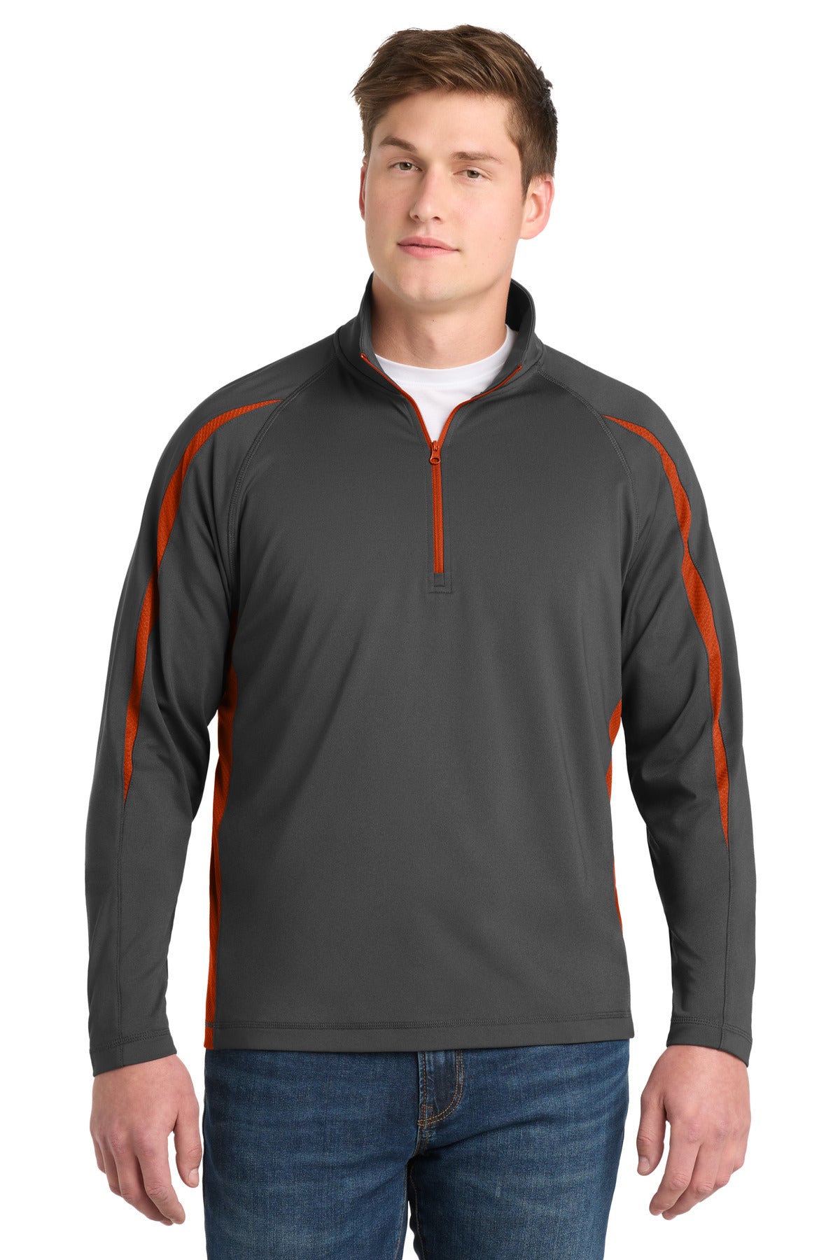 Sport-Tek ®  Sport-Wick ®  Stretch 1/4-Zip Colorblock Pullover. ST851