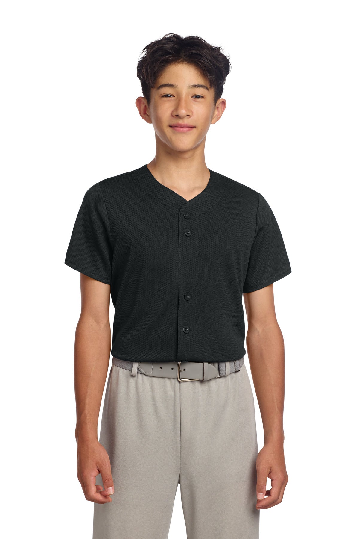 Sport-Tek ®  Youth PosiCharge ®  Tough Mesh Full-Button Jersey YST220