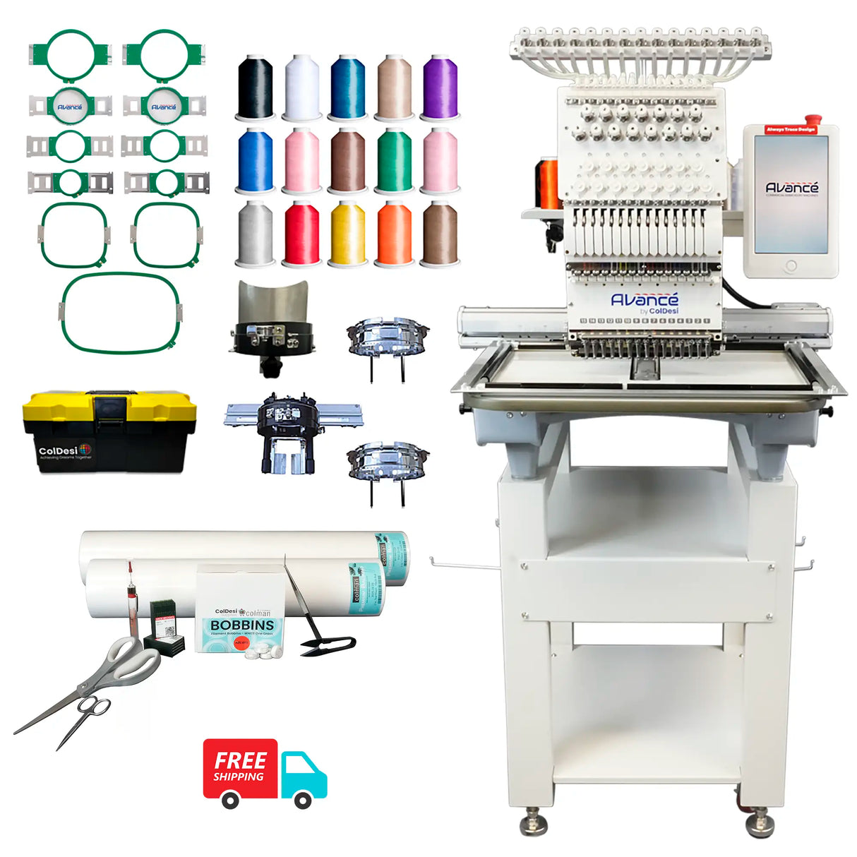 Avance 1501C Commercial Embroidery Machine Package