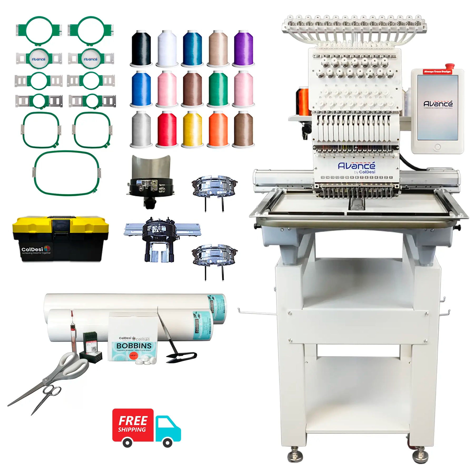 Avance 1501C Commercial Embroidery Machine Package