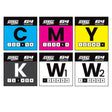 1 Cartridge CMYK, 2 Cartridges each W1+W2