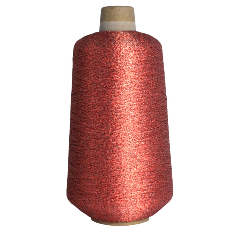 Metallic Chenille Twisted Yarn Red/Silver - 1000m Cone
