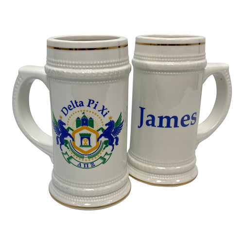 22oz White Ceramic Sublimation Stein w/ Gold Trim
