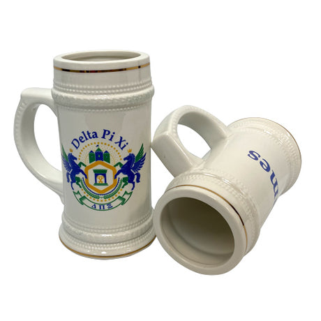 22oz White Ceramic Sublimation Stein w/ Gold Trim