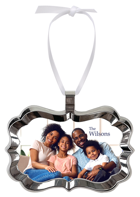 Benelux Framed Ornament w/ Aluminum Insert & Ribbon