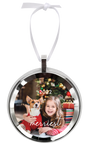Round Framed Ornament w/ Aluminum Insert & Ribbon
