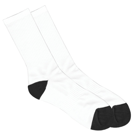 Crew SubliSocks White with Black Heel and Toe 7" Leg Length